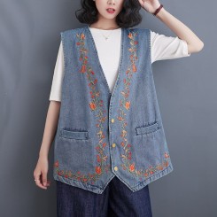 جلیقه جین گلدوزی شده